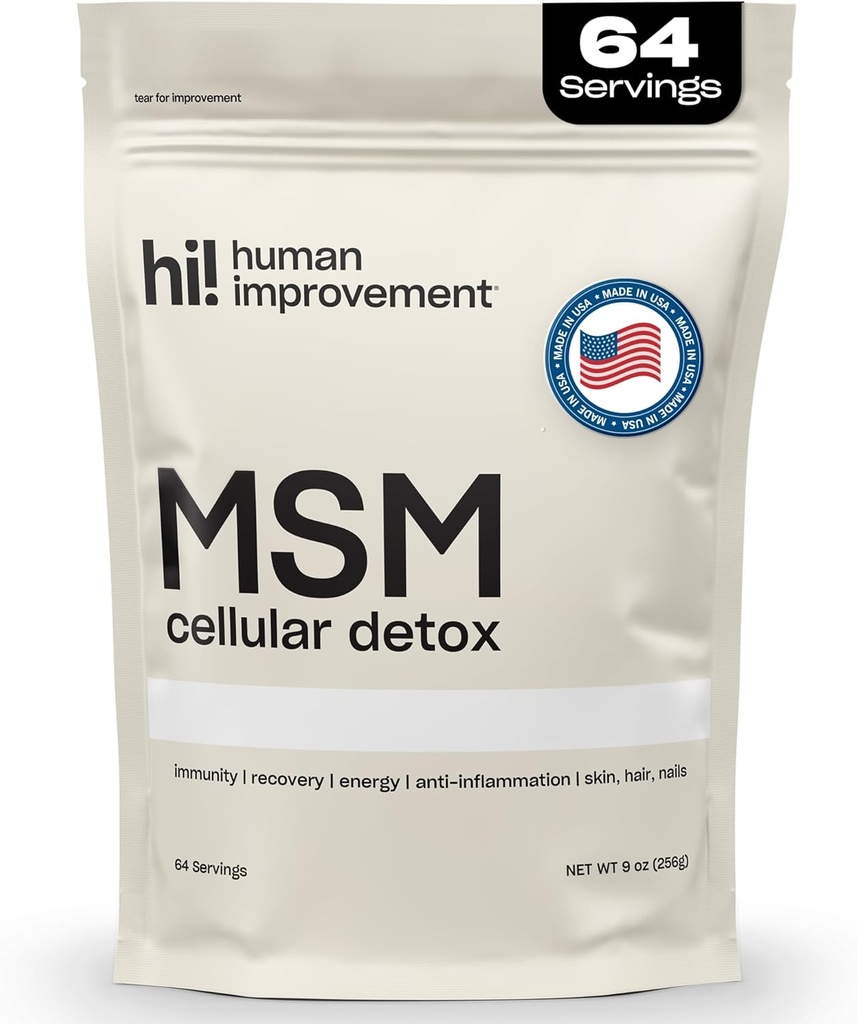 Pure MSM Powder | Organic Sulfur Powder for Skin, Hair, and Nails | Cellular Detox, Joint Health, Immune Boost, & Increased Energy | 99.9% Pure MSM Supplement | Made in the USA, 0g Sugar (64 Servings) 2