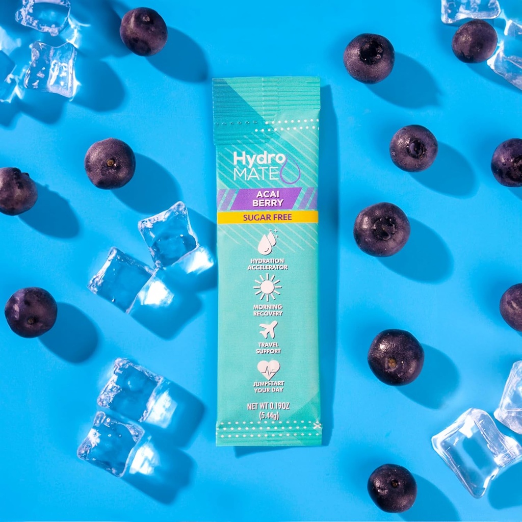 Electrolyte Powder Sugar-Free Hydration Packets Black Cherry HydroMATE 30 Sticks 3