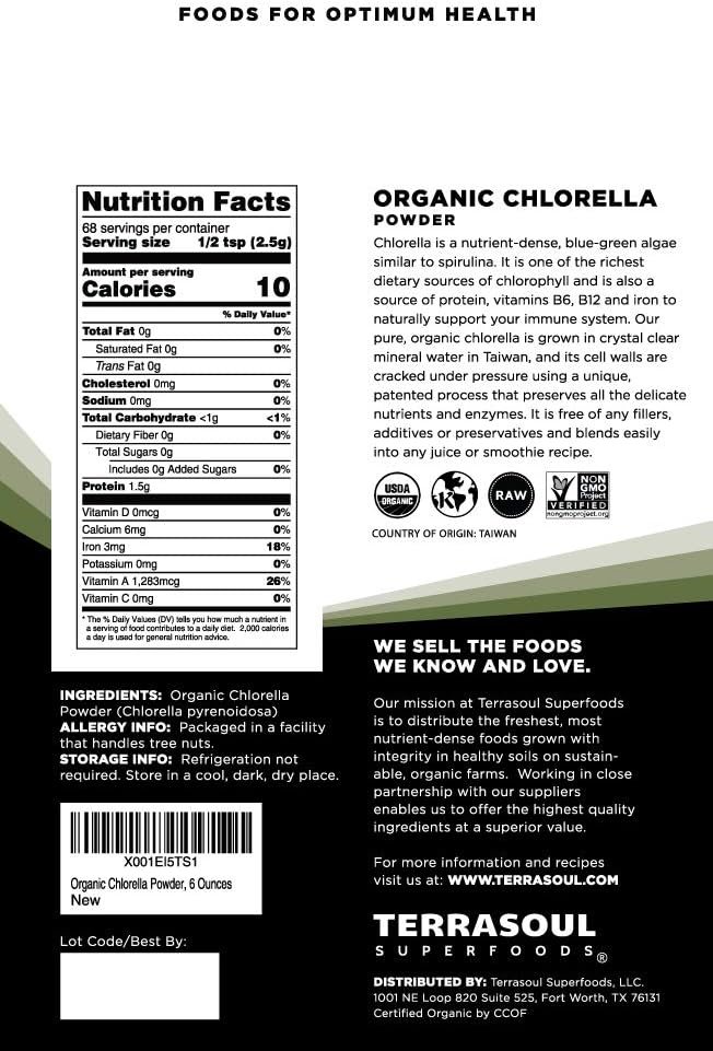 Terrasoul Superfoods Organic Chlorella Powder (Cracked Cell Walls) - 12 Oz (2 Pack) 3