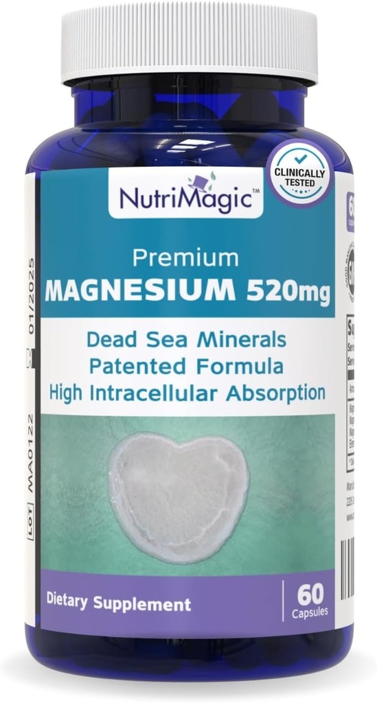 520mg Patented High Absorption Elemental Magnesium from Oxide, Dead Sea Minerals Complex (1 Bottle, 2-Month Supply (60 Capsules)) 2