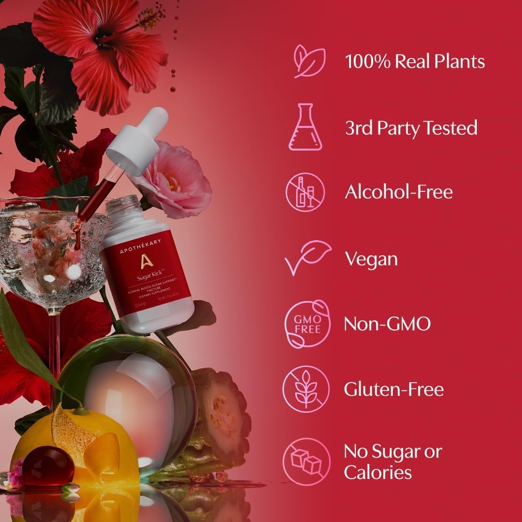 Apothékary Sugar Kick Herbal Liquid Drops, Digestive Support, Metabolic Support, 30 Servings 6