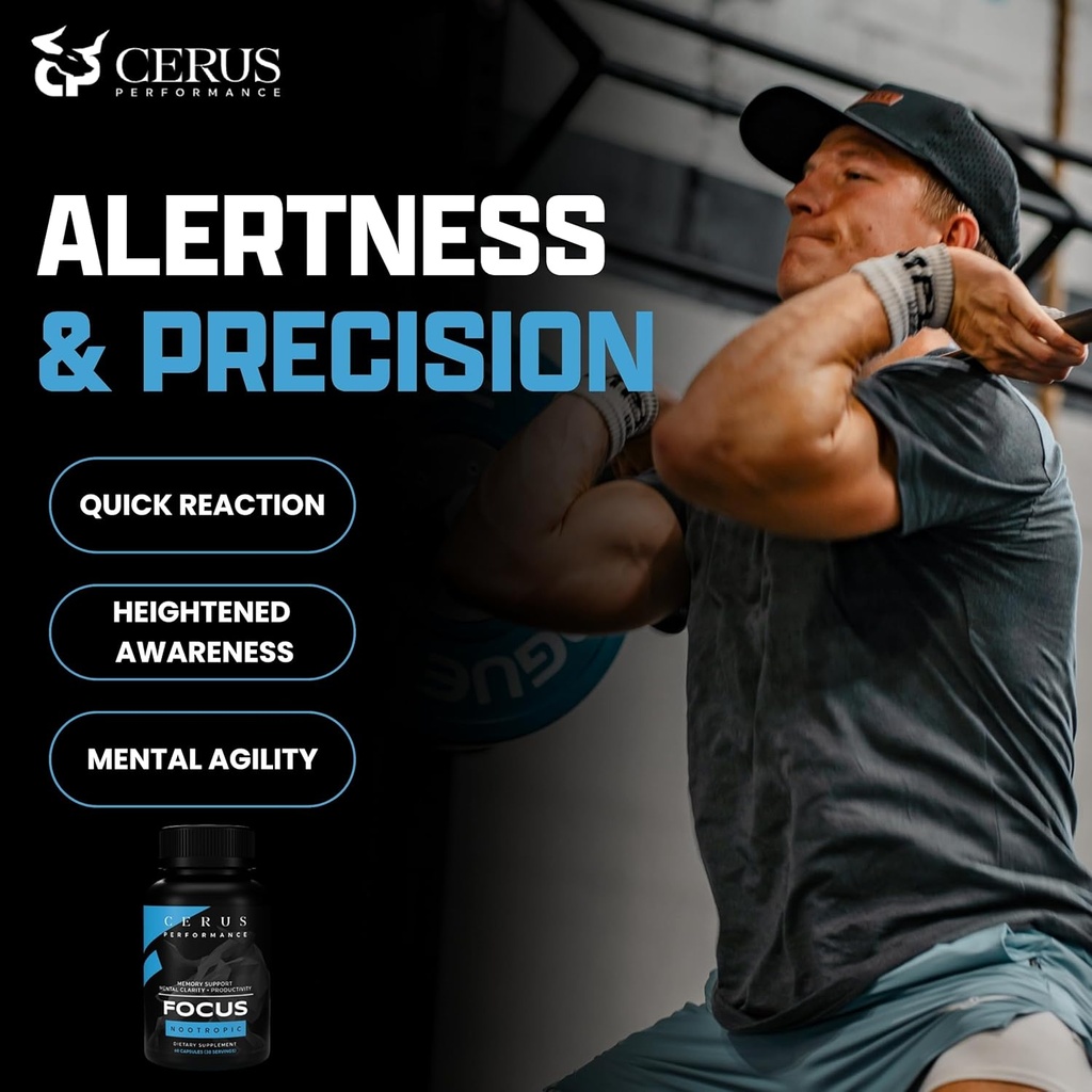 Cerus Performance Focus Nootropic Supplement - Enhances Mental Clarity, Boosts Memory & Cognitive Function, Improves Alertness - Ideal for Athletes & Fitness Enthusiasts - 60 Capsules 5