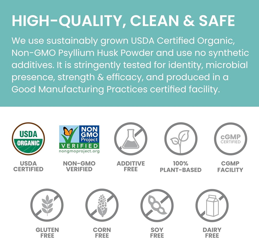 Himalaya Organic Psyllium Husk Powder, Daily Dietary Fiber Supplement, Regularity, Appetite Management, USDA Certified Organic, Non-GMO, No Artificial Colors, Unflavored, 56-Teaspoon Supply, 12 Oz 6