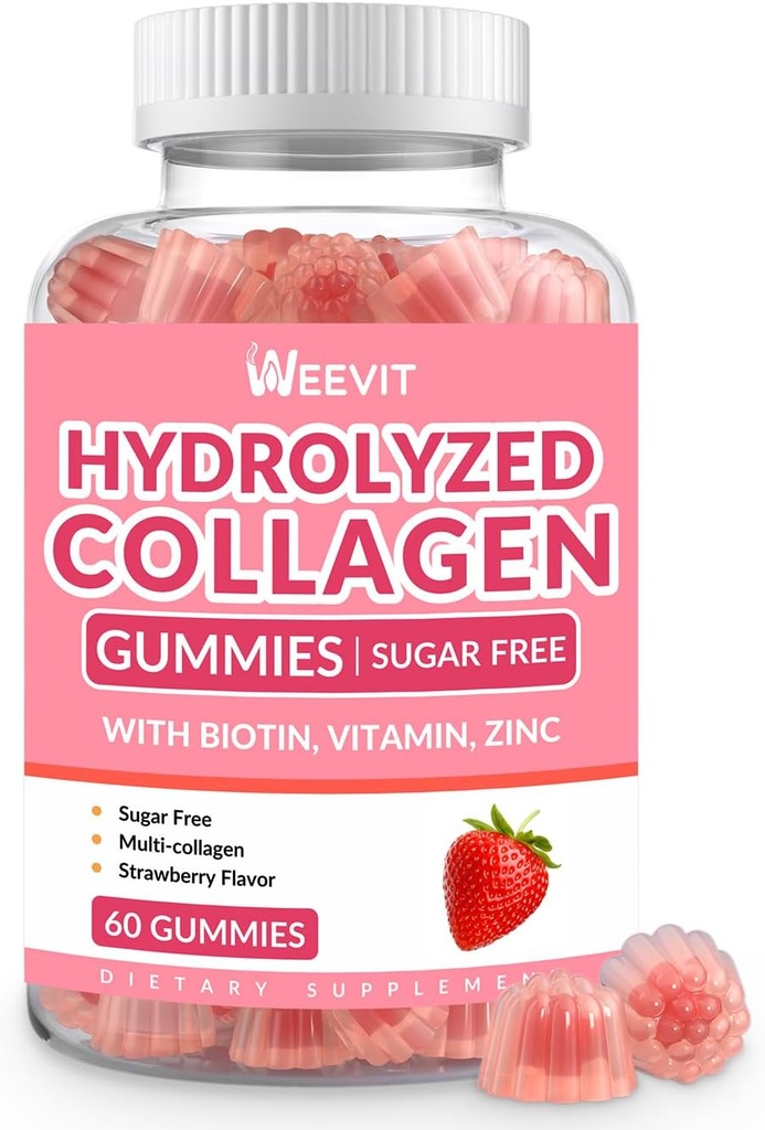 Collagen Gummies for Women, Hydrolyzed Collagen Peptides Gummies with Biotin, Collagen Supplements Gummy with Vitamin B12, C, D, Zinc for Hair Skin Nail 2