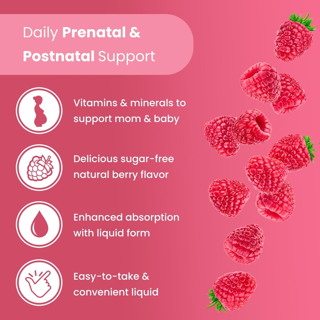 Mother's Promise Prenatal & Postnatal Multivitamin for Women | Sugar Free Liquid Prenatal Vitamins for Women with Folate, Choline & Organic Fruits for Preconception, Pregnancy & Nursing | Vegan 3