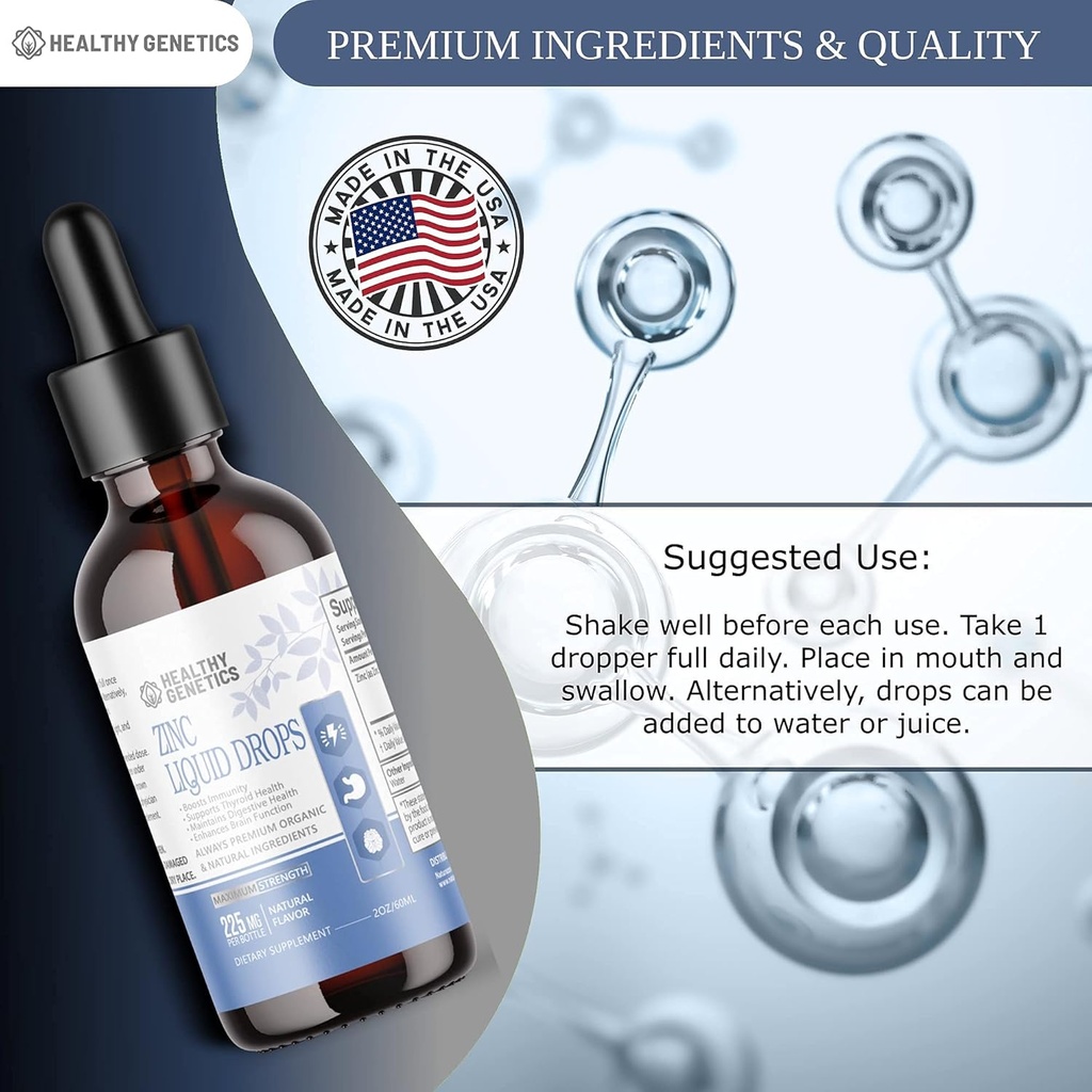 Liquid Zinc Drops for Kids, Men and Women | Organic Ionic Zinc Sulfate | Immunity, Mood, Brain Thyroid | 30 Day Supply| 2 Oz 3