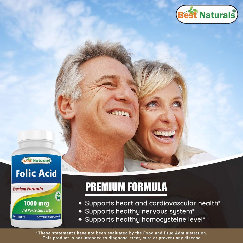 Best Naturals Vitamin B1 as Thiamine Mononitrate 100 mg & Folic Acid 1000 mcg 6