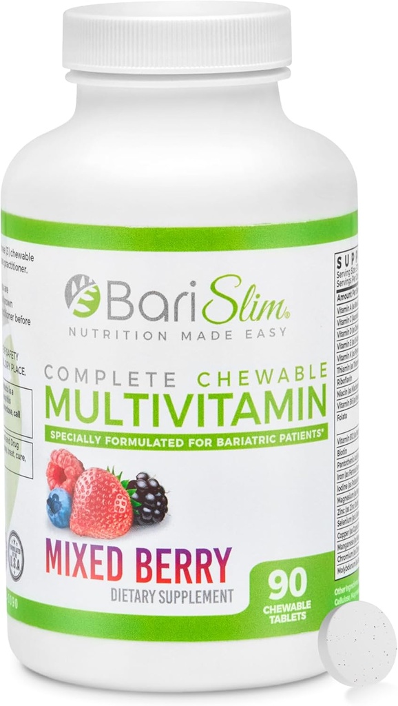 BariSlim Complete Chewable Bariatric Multivitamin Tablets - 45 mg Iron - Bariatric Vitamin & Supplement for Post Bariatric Surgery Including Gastric Bypass & Gastric Sleeve | Mixed Berry (90 Count) 2