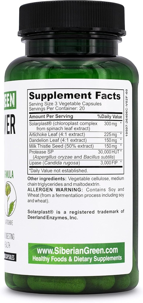 Siberian Green Herbal Liver Detox with Milk Thistle Artichoke Dandelion 60 Capsules – Traditional Siberian Formula Plus Enzymes to Support Liver Health 6
