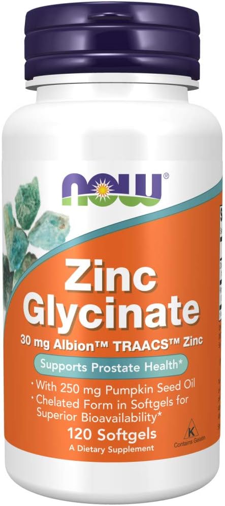 Now Supplements, Zinc Glycinate with 250 mg Pumpkin Seed Oil, Supports Prostate Health*, 120 Softgels 2