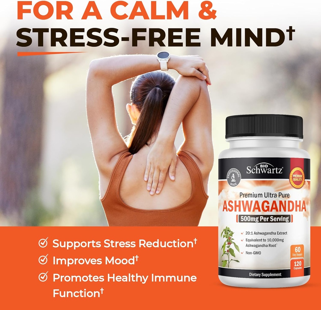 Extra Strength Ashwagandha Capsules (2 Month Supply) Plus Turmeric Curcumin with Black Pepper Extract 1500mg Complex (Trial Size) 6