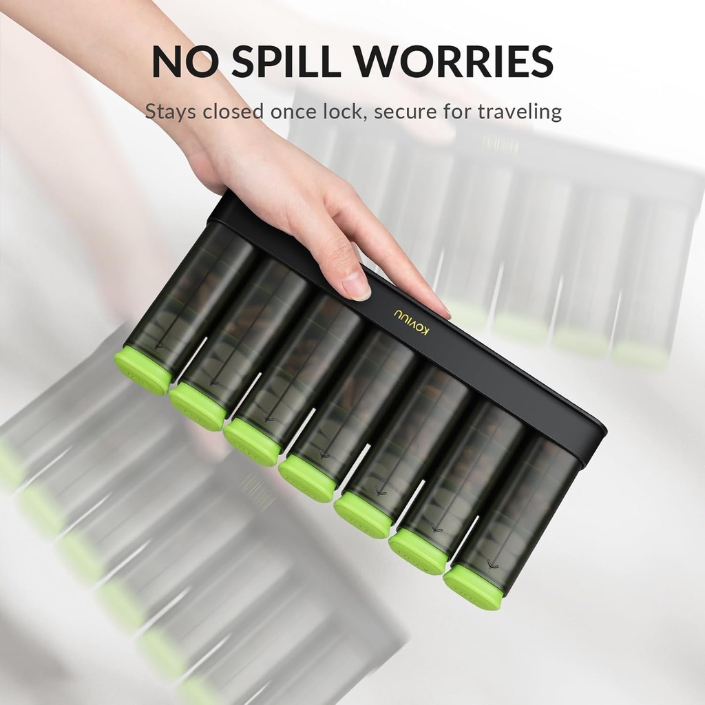 Weekly Pill Organizer 3X a Day, Detachable Pill Box 7 Day, Large 3 Times Daily Pill Case, Travel Pill Container Holder, Week Medication Dispenser Pillbox for Vitamin Supplement Medicine, Green 4