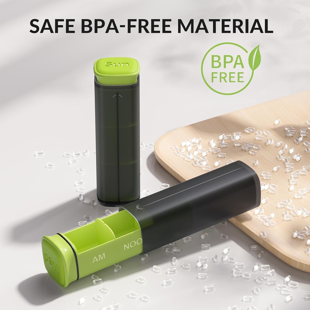 Weekly Pill Organizer 3X a Day, Detachable Pill Box 7 Day, Large 3 Times Daily Pill Case, Travel Pill Container Holder, Week Medication Dispenser Pillbox for Vitamin Supplement Medicine, Green 5