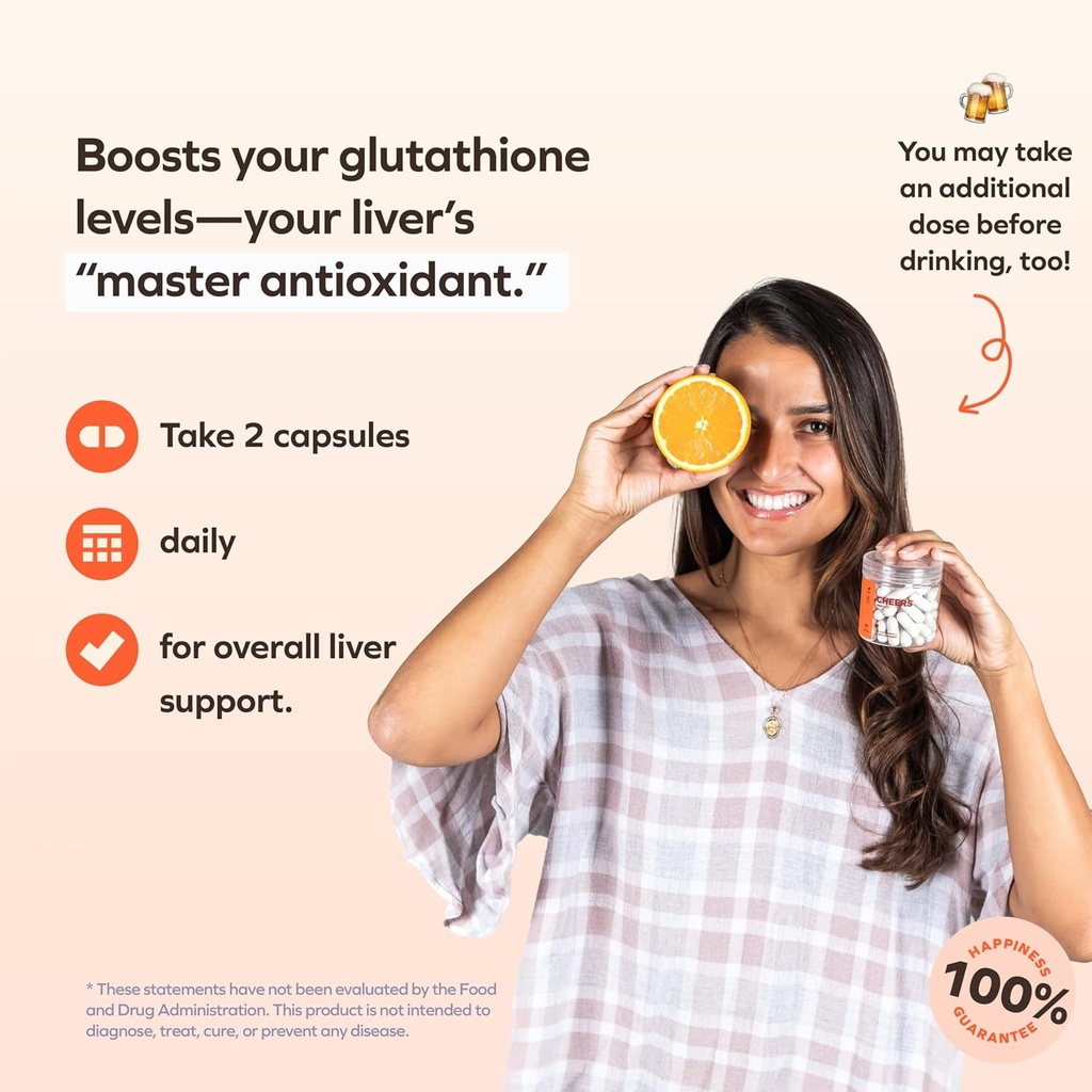 Cheers Protect | Daily Liver Supplement for Drinkers with L-Cysteine + DHM | Increase Glutathione Levels | 90 Doses | Cysteine, Dihydromyricetin, Milk Thistle, Prickly Pear, B-Vitamins, Ginger 3