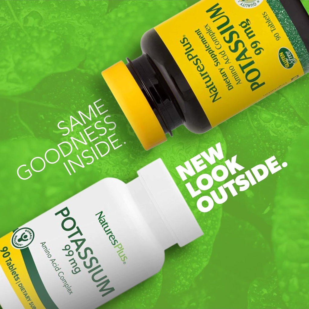 Nature’s Plus Potassium 99 mg, 90 Tablets - Supports Healthy Electrolyte Balance & Overall Well-Being - Gluten Free, Vegetarian - 90 Servings 3