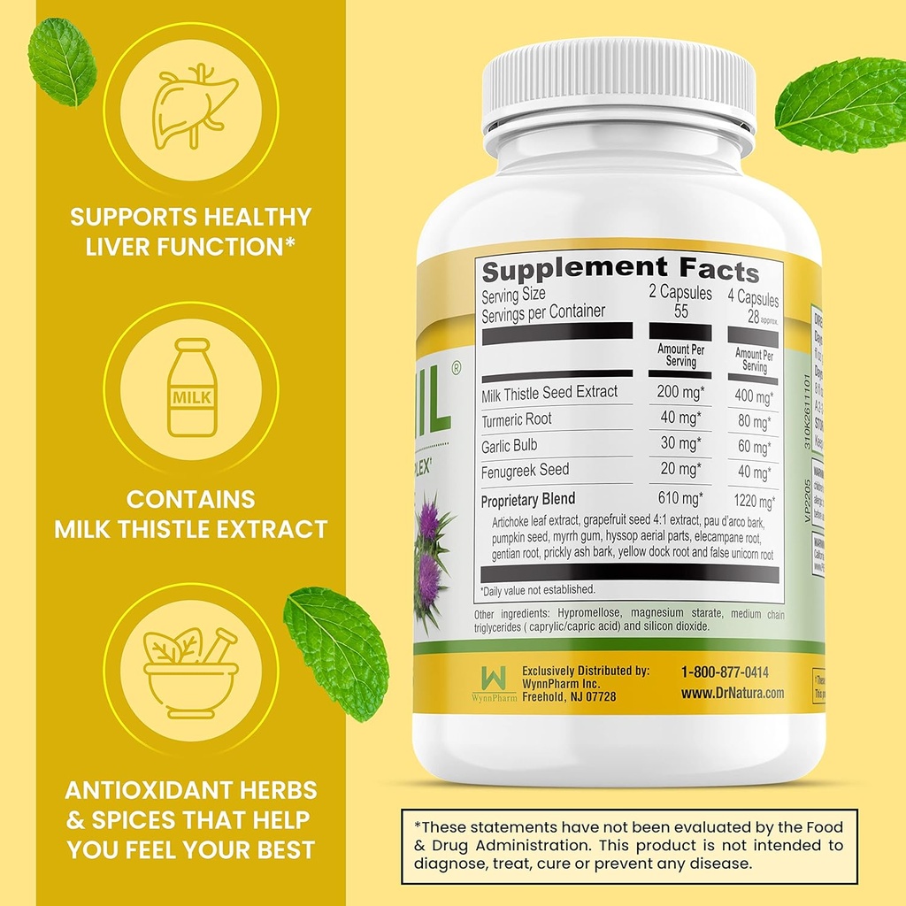 DrNatura Paranil® Liver & Colon Cleanse - 17 Herbal Complex with Milk Thistle for Detoxification, 110 Vegetarian Capsules 4