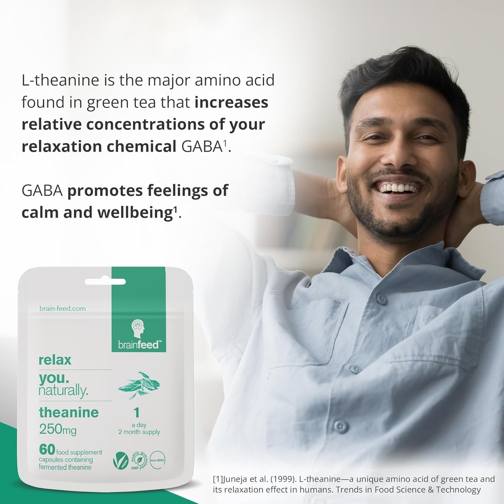 Pure L theanine Supplement (60) | 250mg l theanine Capsules – 1 a Day | Stress Relief Supplement & Calm aid | GABA Supplement Support | Lab-Tested | Vegan 5