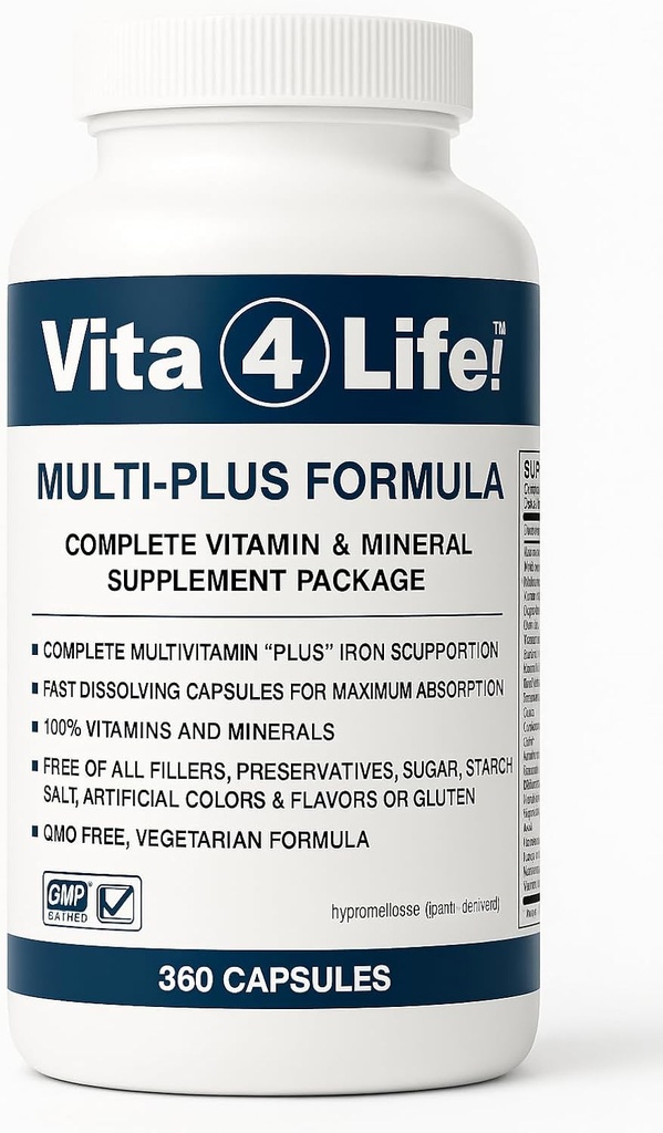 Vita4Life!® Bariatric Multivitamins Multi-Plus Formula | 483% Iron Support | 360 Fast-Absorbing Capsules | Complete Vitamin B Complex for Gastric Bypass & Sleeve Patients | Made in USA 2