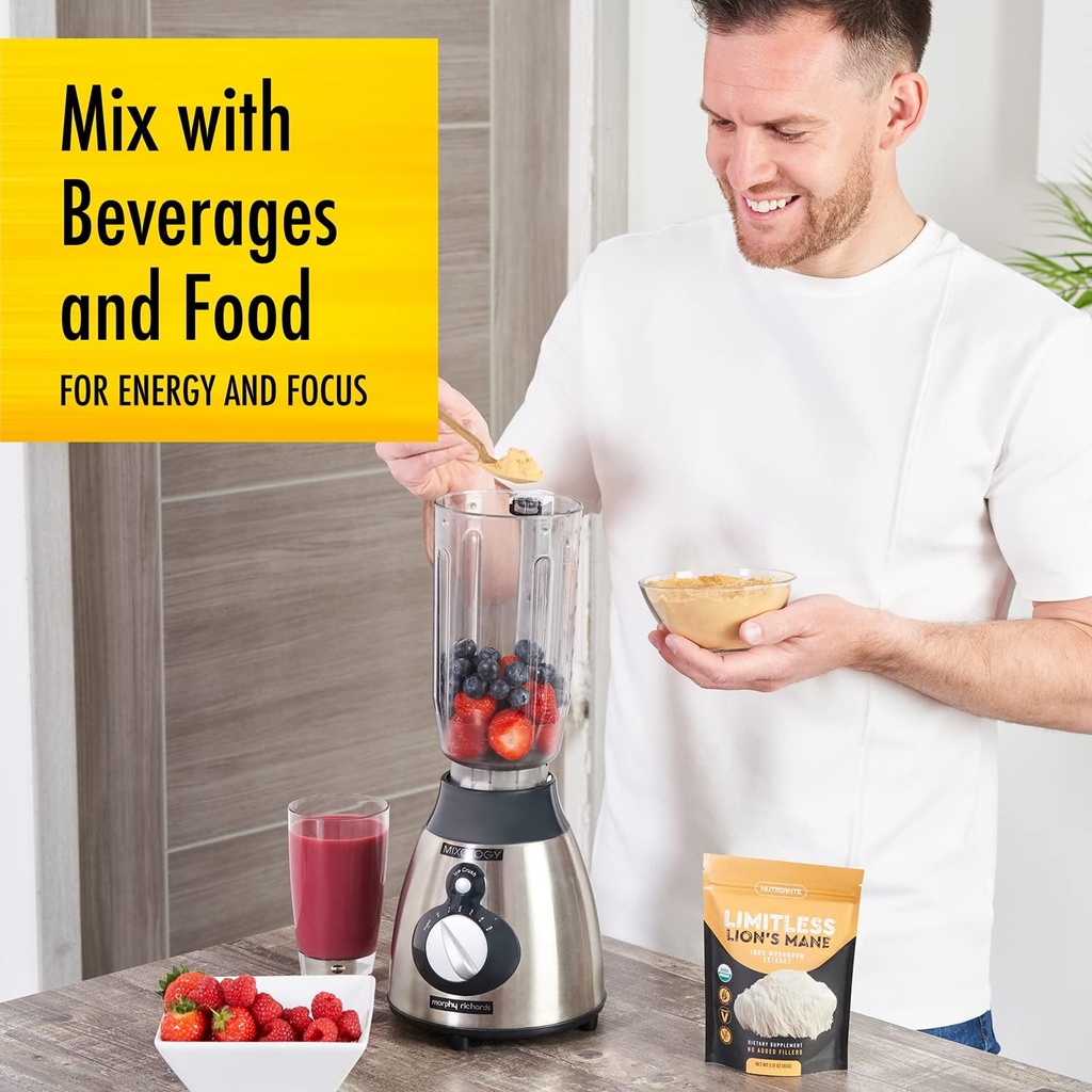 Premium USDA Organic Lions Mane Extract Powder – Pure Nootropic Mushroom Supplement for Focus, Memory, Nerve & Immune Support – 15:1 Dual Extract, Vegan, Gluten-Free, Non-GMO by Nutriante, 2.12 Oz 5