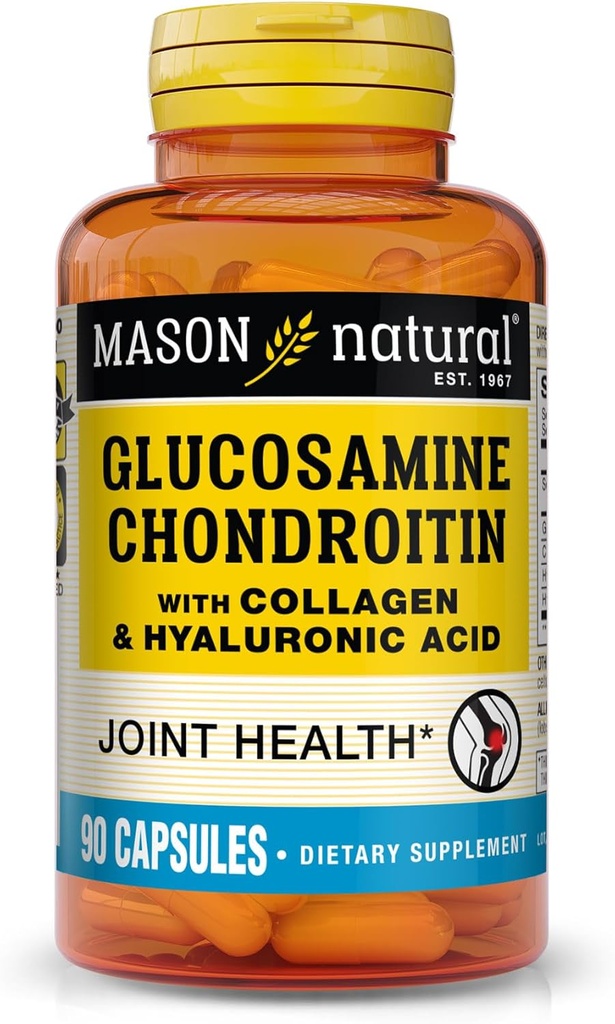 MASON NATURAL Glucosamine Chondroitin with Collagen & Hyaluronic Acid, 45-Day Supply Capsules for Normal Joint, Mobility, Flexibility, & Aging Support, 90 Capsules 2