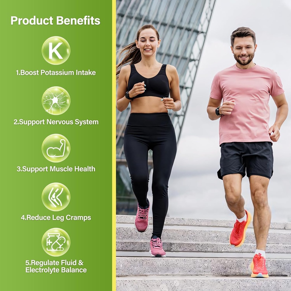 Potassium Citrate 1000mg, Potassium Supplement for Leg Cramps, Muscle & Heart Health, Vegan, Non-GMO, Gluten Free, 90 Capsules 6