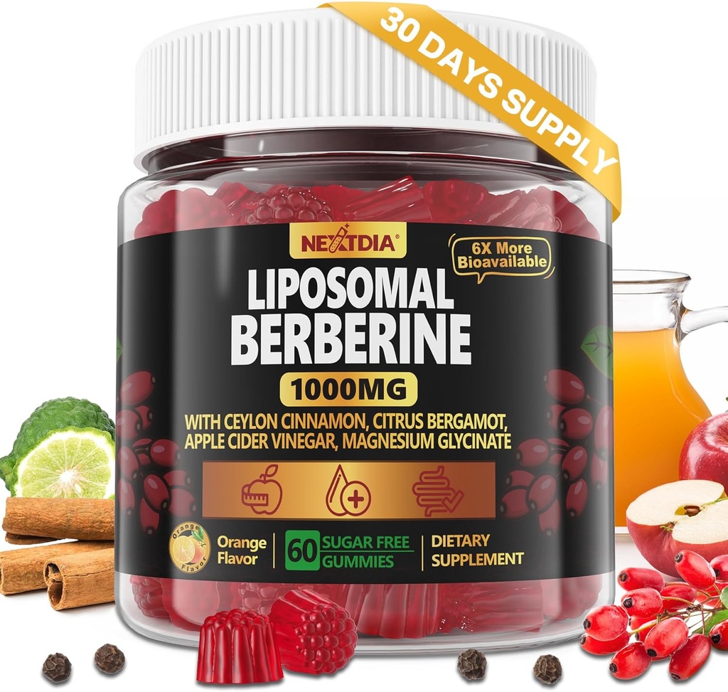 Liposomal Berberine Complex Gummies - with Chromium, Ceylon Cinnamon, Bergamot, Support Overall Wellbeing 2