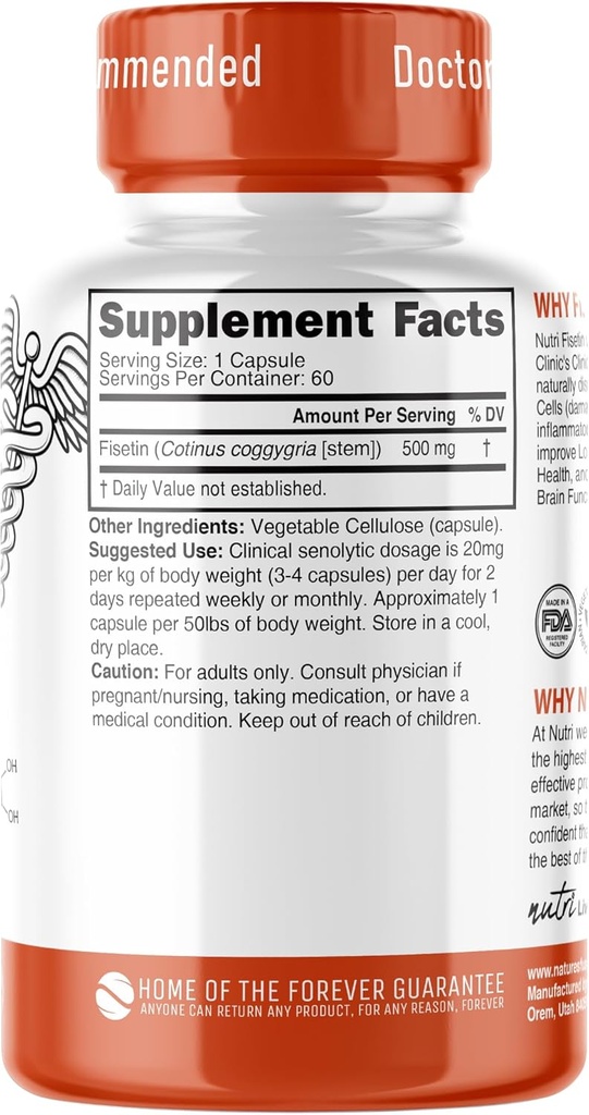 Nature's Fusions Nutri Fisetin 500mg 60 Count - Clinical Dosage - Fisetin Supplements - Powerful Senolytic Activator, Antioxidant, & Brain Support - Natural Polyphenols - 60 Count 4