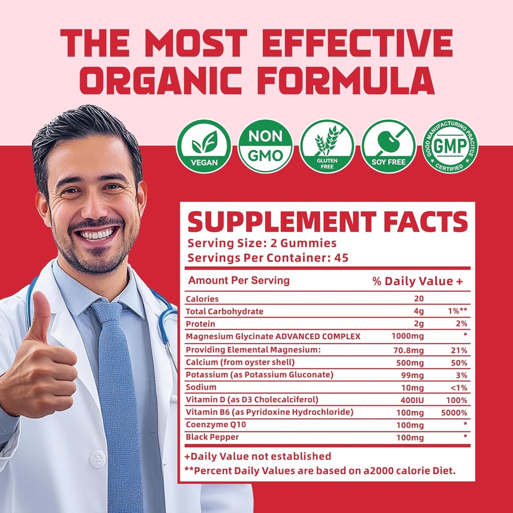 Magnesium Glycinate Gummies 1000mg with L-Threonate,Chelated Magnesium Potassium Complex Supplement with VitD, B6, CoQ10, Calcium,Supports for Memory, Calm, Mood - 180 Gummies Strawberry 5