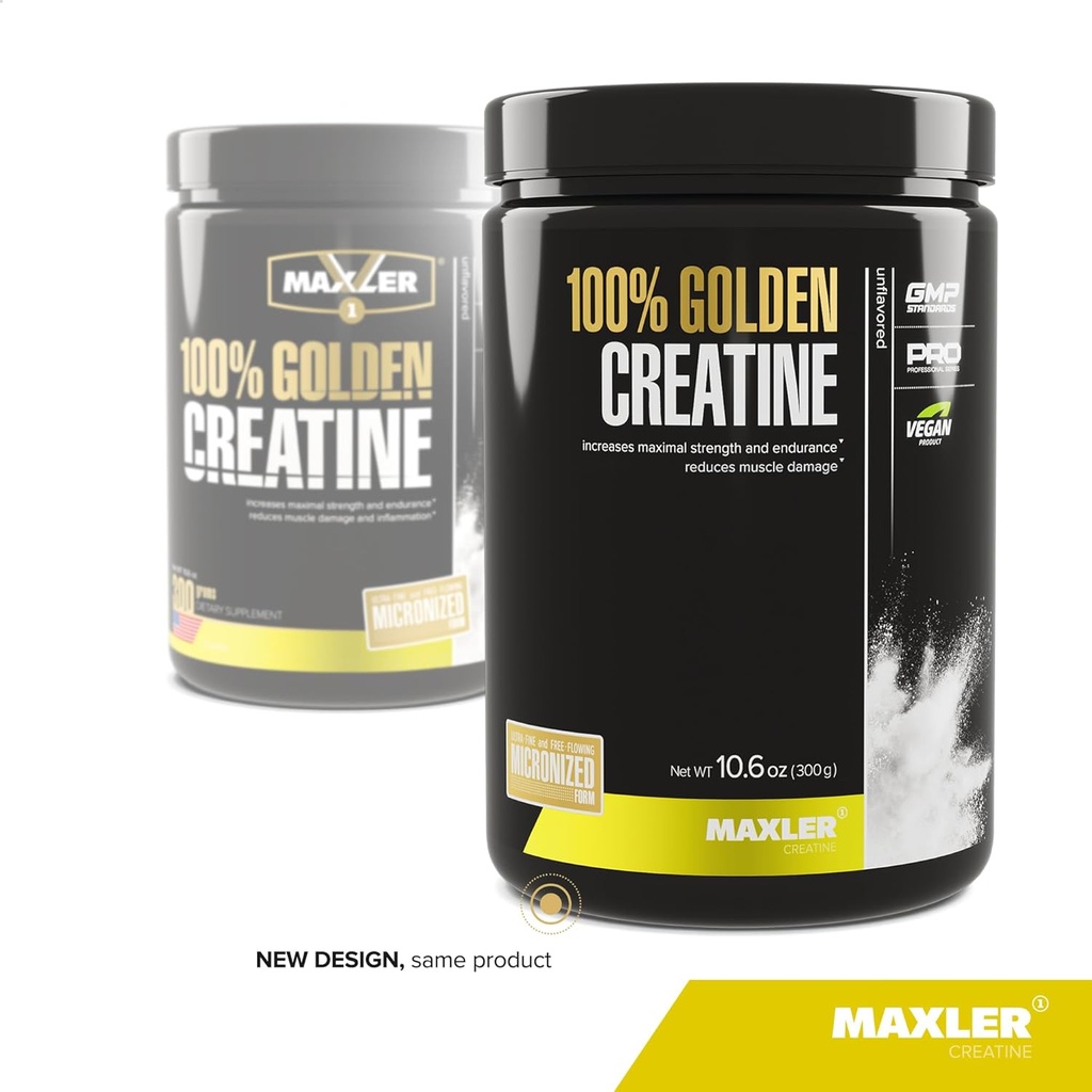 Maxler 100% Golden Creatine - Micronized Creatine Monohydrate Powder - Muscle Building Supplements - Pre/Post Workout Vegan Supplement - Gluten Free Unflavored Creatine Powder - 300 g 3