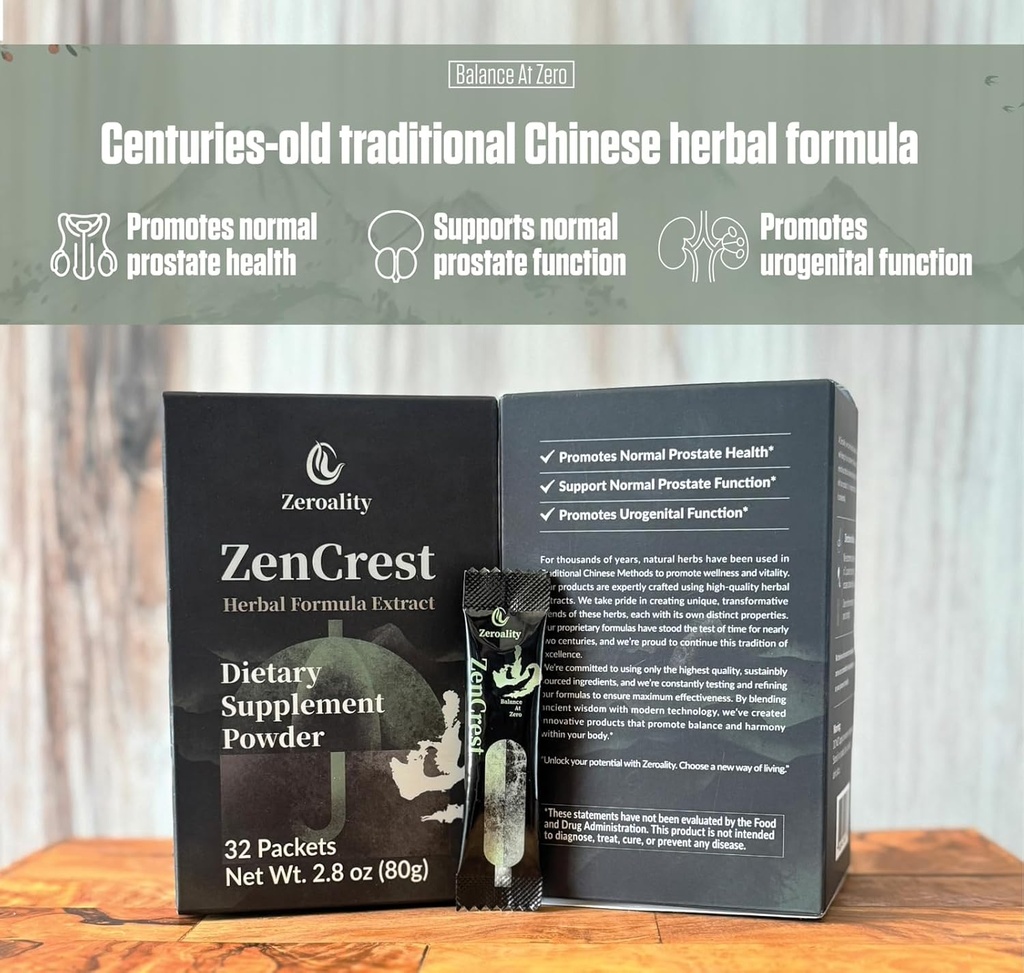 ZenCrest, Natural Herb Prostate Supplement, Traditional Chinese Herbal Formula, Promote Healthy Prostate, Promote Urogenital Function, No Side Effects, (128 Packets - 4 Boxes) (4) 5