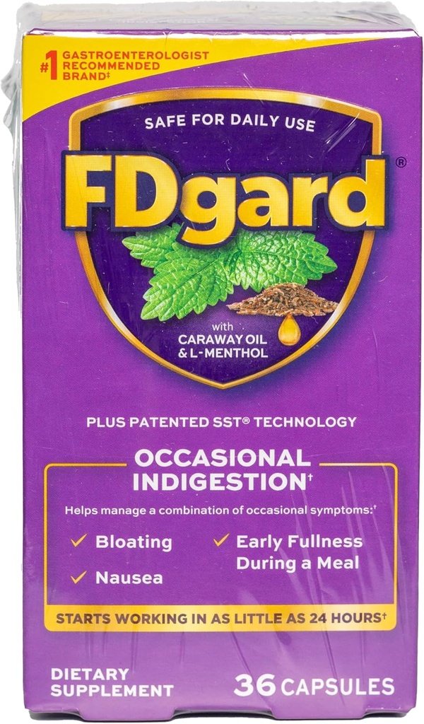 FDgard Gut Health Supplement, Indigestion, Nausea & Bloating, Upset Stomach, 72 Capsules 2