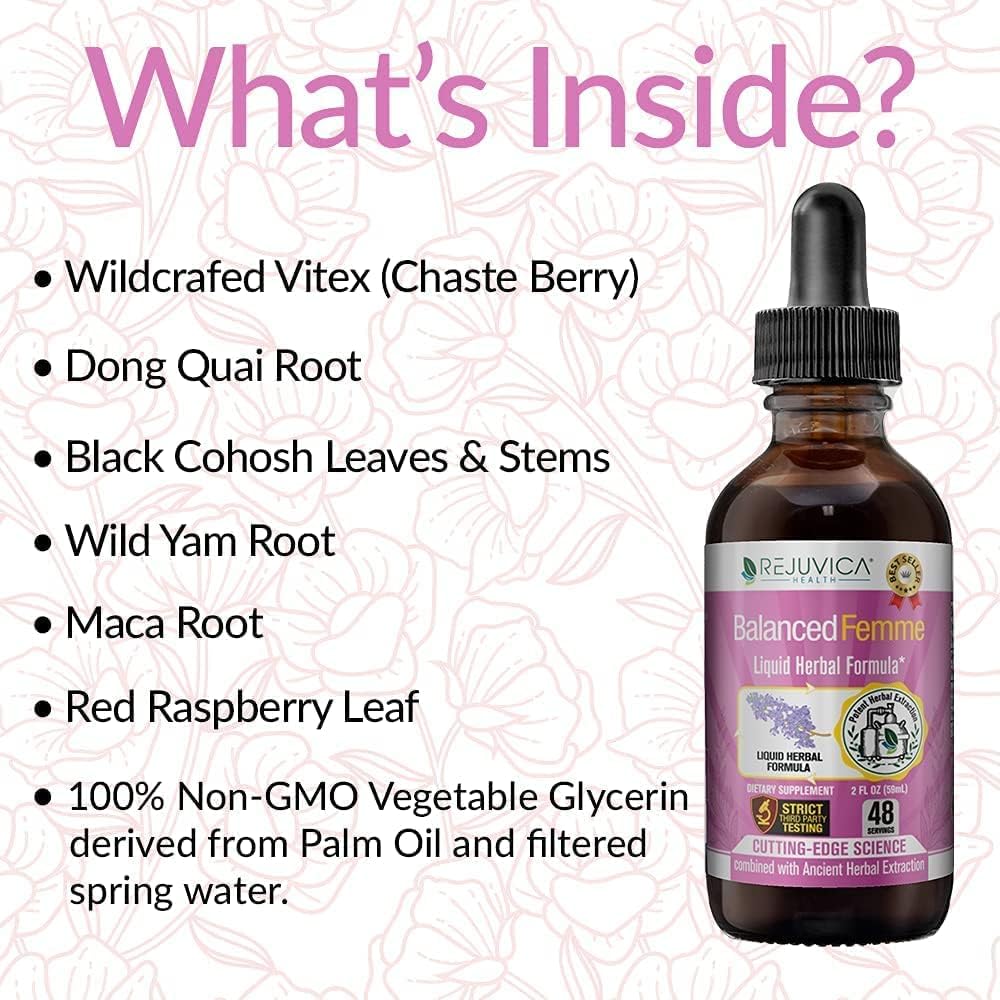 Rejuvica Health Balanced Femme + NoctuRest - Support Female Balance + Sleep - Liquid Delivery for Better Absorption - Dong Quai, Melatonin, Maca, Hops, Chamomile, Theanine & More! 4