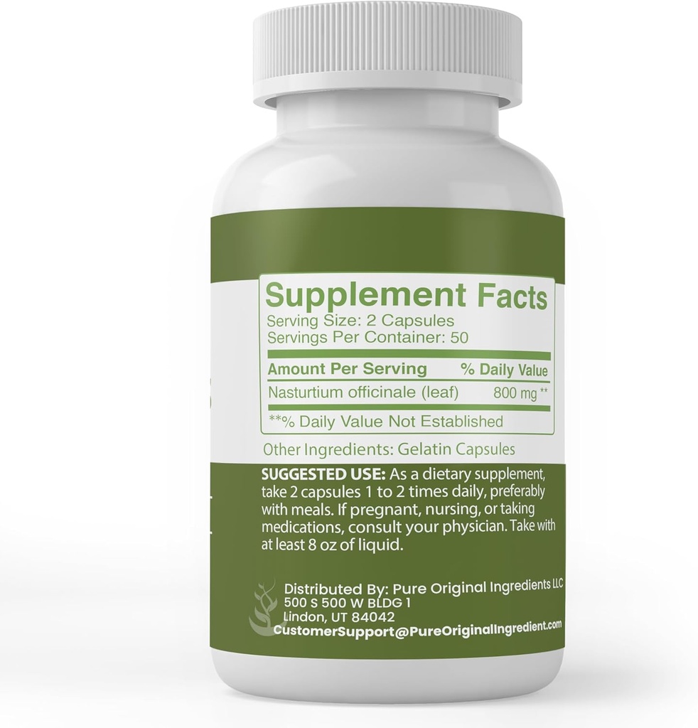 Pure Original Ingredients Watercress, (100 Capsules) Always Pure, No Additives Or Fillers, Lab Verified 3