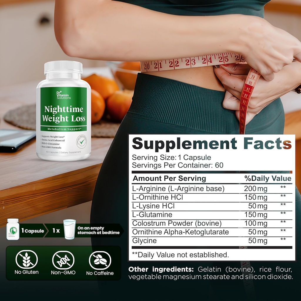 DR VITAMIN SOLUTIONS Nighttime Fat Burner, Thermogenic Weight Loss and Diuretic Water Pills - Metabolism and Water Retention Pills for Women and Men 180 caps 4