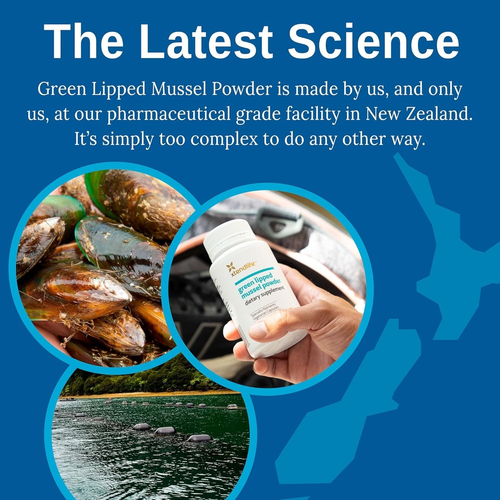 Xtendlife Green Lipped Mussel Powder - 2400mg Extra Strength Joint & Muscle Support Supplement from New Zealand with Omega 3 - 1 Month Supply 6