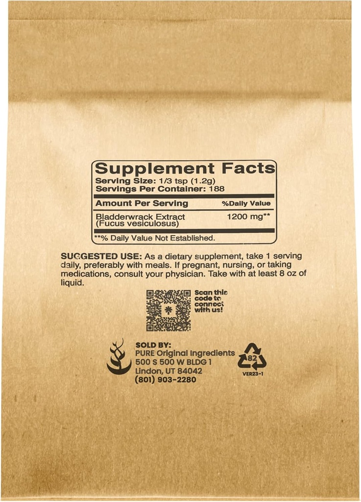 PURE ORIGINAL INGREDIENTS Burdock Root and Bladderwrack Powder Bundle, 8 oz Each, Lab-Verified, Herbal Supplements 6