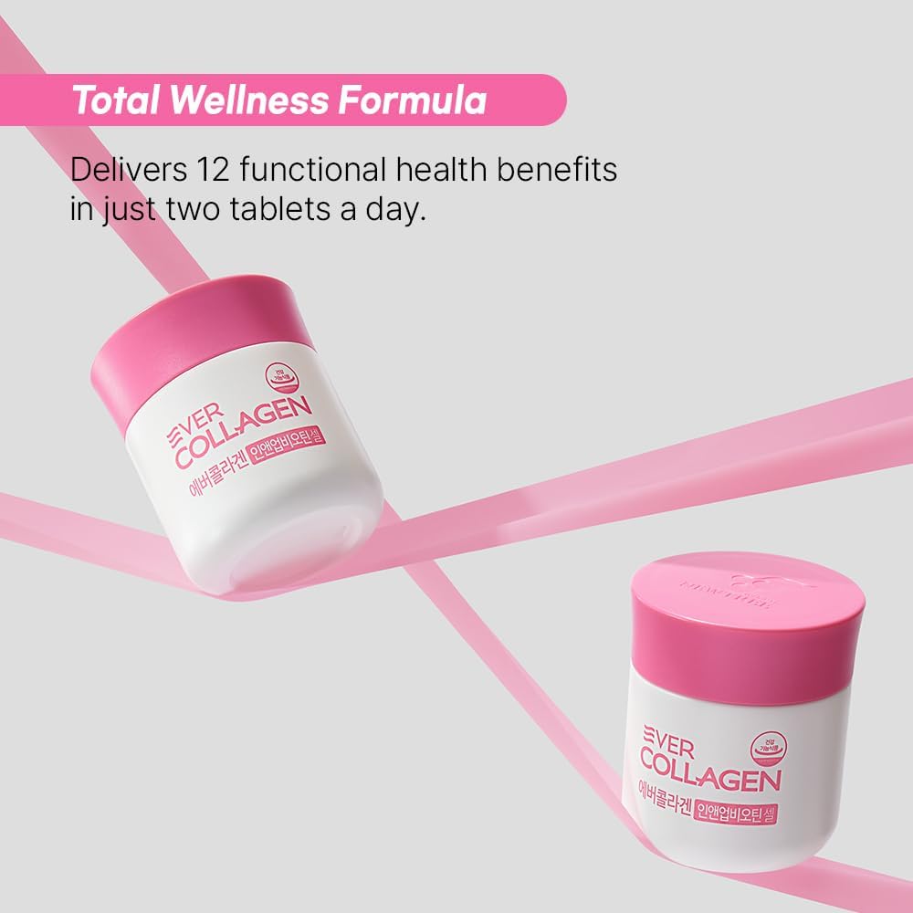 Ever Collagen in&UP Biotin Cell, Low Molecular Marine Fish Collagen Peptides Tablets with Vitamin Selenium Supplements - Healthy Skin, Hair, Nail for Women - Antioxidant Supplement 6