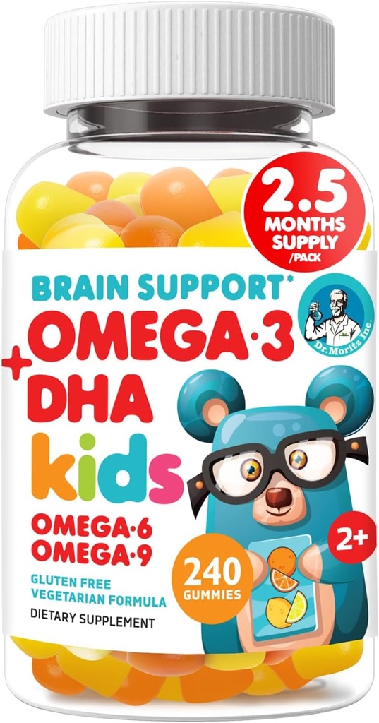 DR. MORITZ Vegan Omega 3 Gummies for Kids and Toddlers (240 Count), Kids Omega 3 Gummies for Brain & Heart Health, No Fish Oil & Gluten Free 2