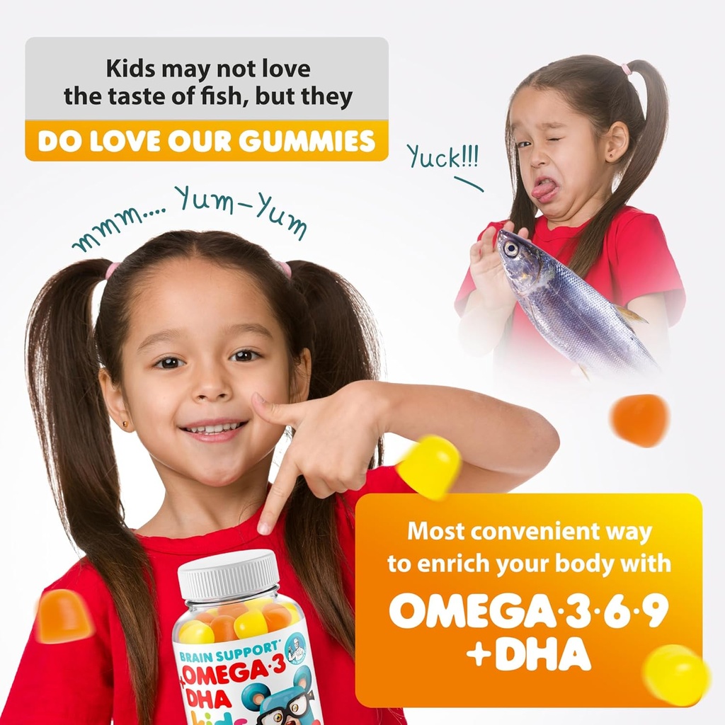 DR. MORITZ Vegan Omega 3 Gummies for Kids and Toddlers (240 Count), Kids Omega 3 Gummies for Brain & Heart Health, No Fish Oil & Gluten Free 3