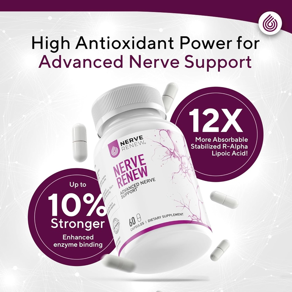 NERVE RENEW Advanced Nerve Support - 300mg Stabilized R-Alpha Lipoic Acid, Vitamin B Complex, Benfotiamine, Herbs for Fast-Acting Support 6