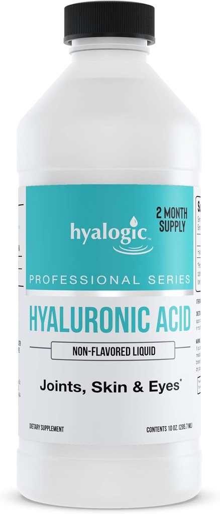 Hyalogic Professionals Series - Hyaluronic Acid Supplement for Whole Body Hydration - 100 mg Ingestible HA Liquid Supplement; Odorless, Tasteless & Preservative Free for Skin & Eyes - 10 oz 2