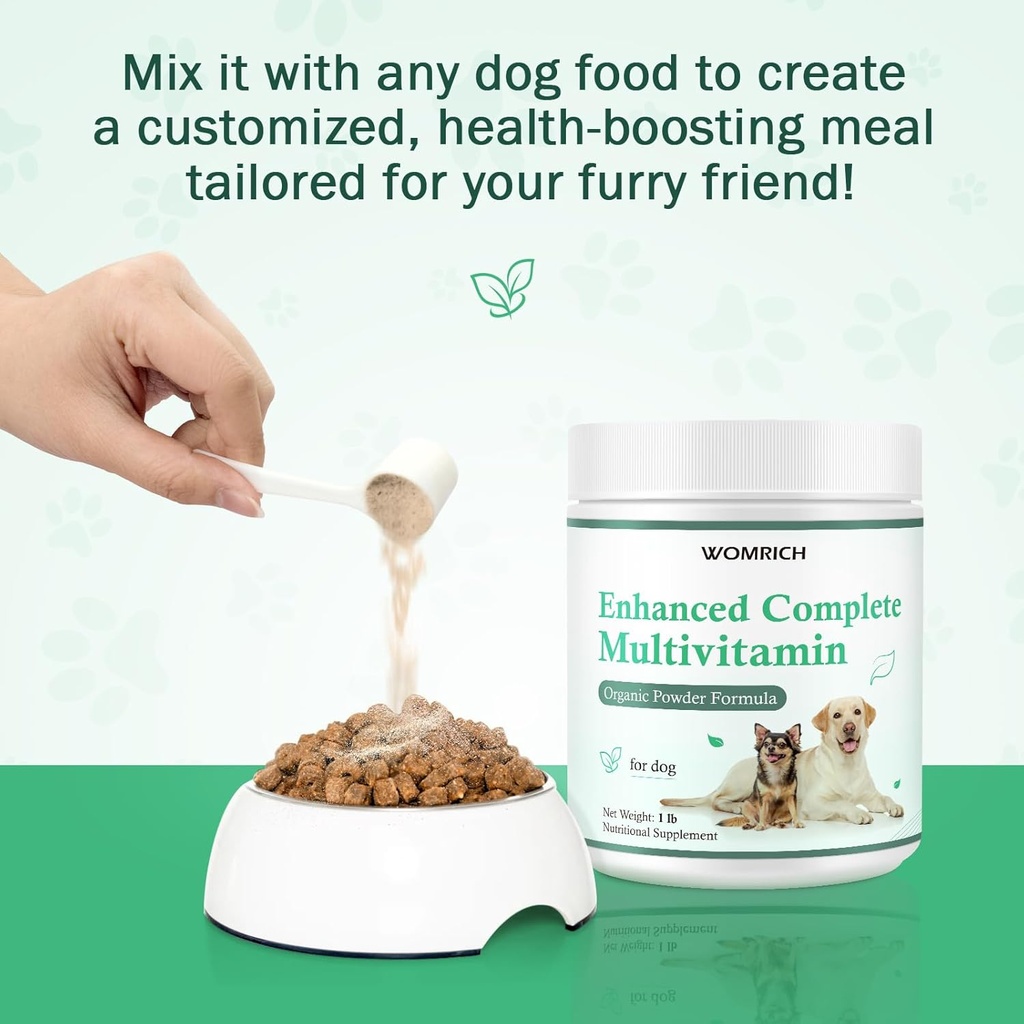 Dog Vitamins and Supplements Probiotics Powder 1LB - Enhanced Complete Multivitamin for Dogs Homemade Dog Food Supplement Supports Immune, Skin & Coat, Digestion with Vitamins, Omega-3, Probiotics 4