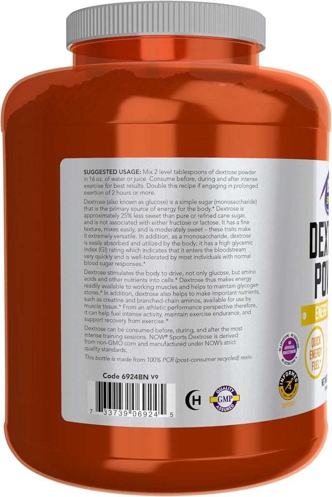 NOW Foods Sports Nutrition, Dextrose Powder (Monosaccharide), Energy Production*, 10-Pound 4