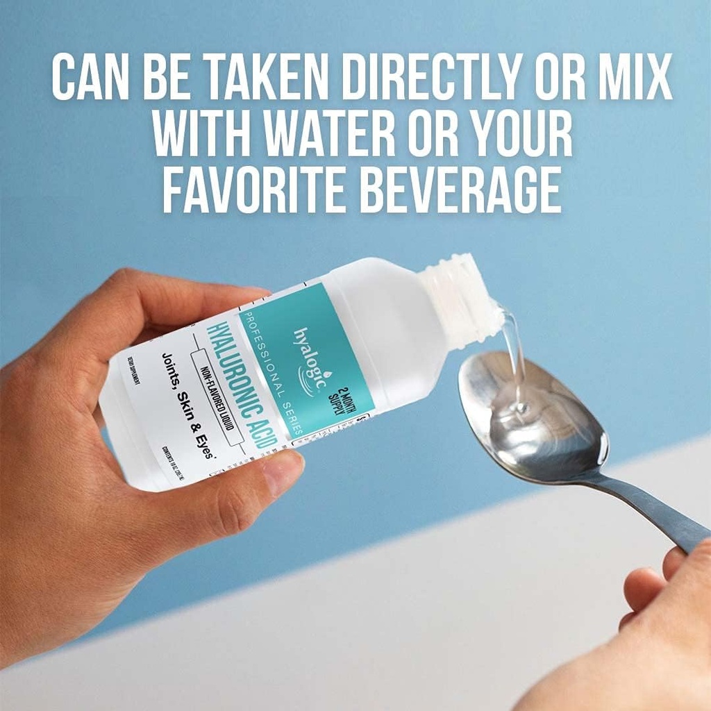 Hyalogic Professionals Series - Hyaluronic Acid Supplement for Whole Body Hydration - 100 mg Ingestible HA Liquid Supplement; Odorless, Tasteless & Preservative Free for Skin & Eyes - 10 oz 6