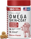Omega for Dogs - 180 Delicious Soft Chews - Salmon Oil Treats for Skin and Coat, Itch Relief - Fish Oil Blend of Essential Fatty Acids, Omega 3, 6, and 9, and Vitamins - Smoked Bacon Flavor 2