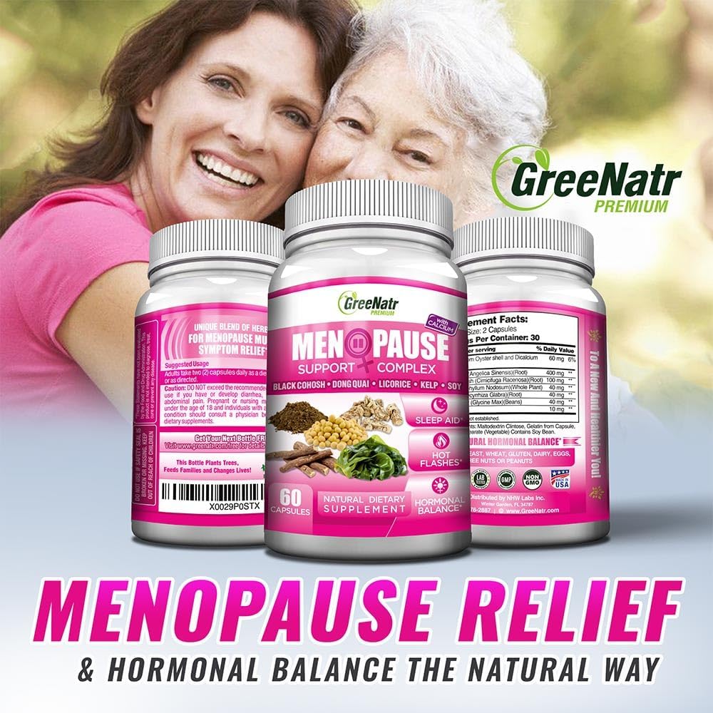 GreeNatr Menopause Supplements for Women - Perimenopause Supplements Women with Dong Quai & Black Cohosh for Menopause Hot Flashes - Menopause Support for Sleep Quality & Hormone Balance - 3 Bottles 6