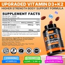 Vitamin D3 20,000 IU + Vitamin K2( MK7 )200mcg - Optimal Vitamin D3 & K2 Softgel - Strong Bones & Muscle, Calcium Absorption & Immune Support, Helping Vitamin D Deficiencies, Easy to Swallow, Non GMO 4