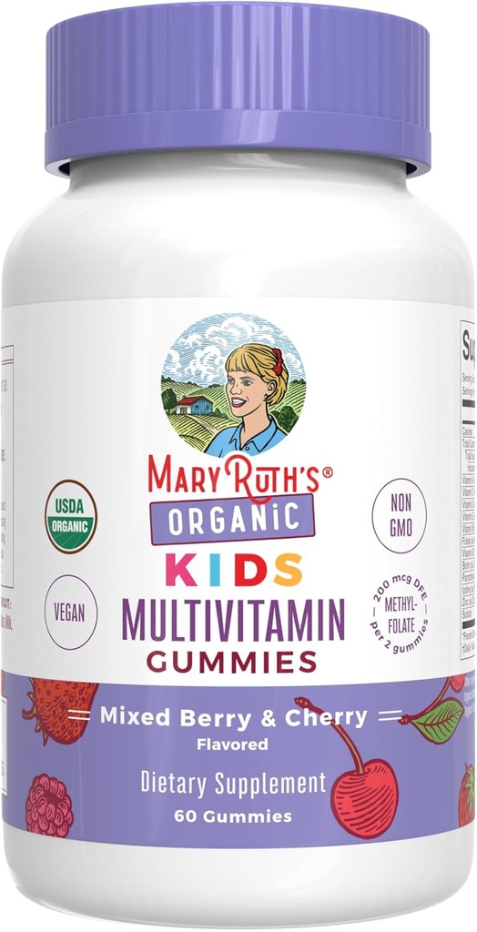 MaryRuth's Gummies for Kids–USDA Organic Multivitamin (Mixed Berry & Cherry), & Magnesium Calm (Hibiscus) | No Gelatin! | Vitamins for Immunity, Gut Health, & Overall Wellness | Vegan, Non-GMO 3
