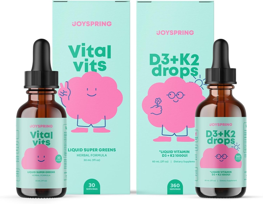 JoySpring Vitamin D Drops for Toddlers to Support Growth and Daily Multivitamin with Burdock Root & Elderberry for Kids Immune Booster 2