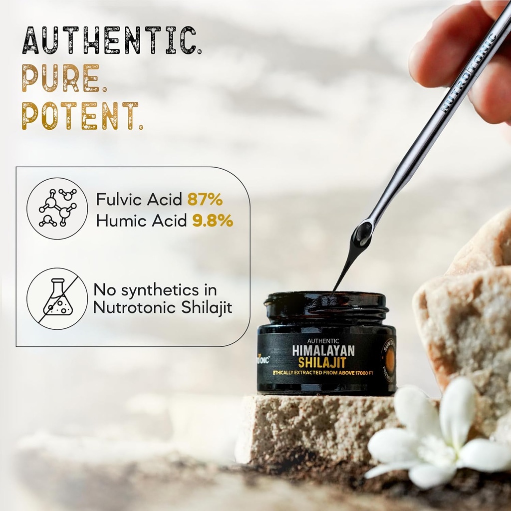 NutroTonic® Authentic Himalayan SHILAJIT® | 60 Days Sun Dried Organic Most Potent Premium Resin | Lab Tested for Safety | Natural Source of Fulvic Acid +86% & Humic Acid +10% 6